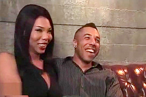 Huge round tits tranny fucks tied up guy