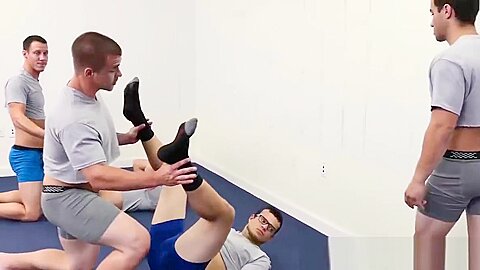 Hunks smashing this geeks asshole in the office afte work