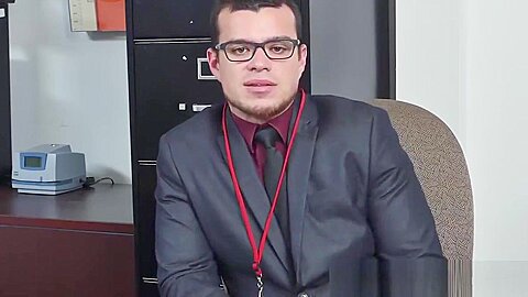 Hunks smashing this geeks asshole in the office afte work