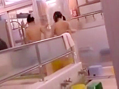 Japanese Lesbian Seduces at the Bathhouse