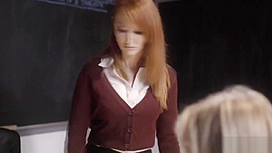 Kendra James lusting for a hot student 18+ and demands sex from her