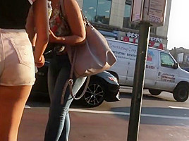 Latina college girl Booty in White Jean Shorts