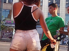 Latina college girl Booty in White Jean Shorts