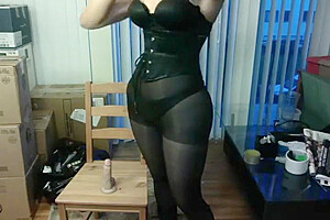 Leigh - Black Bra And Black Pantyhose