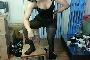 Leigh - Black Bra And Black Pantyhose