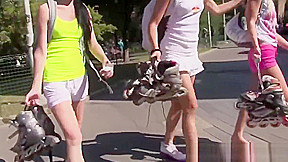 Lesbian teens 18+ fingered outdoors in groupsex