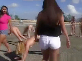 Lesbians games on the roof for college girls