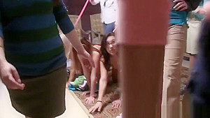 Lez amateurs lick pussy for an audience