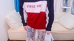 Little Tattoo Girl Enjoying Playing With Herself