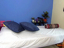 Local Thai gogo bar whore lets masseur massage her pussy