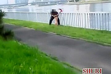 Man sharks girls skirt up and spreads butt cheeks
