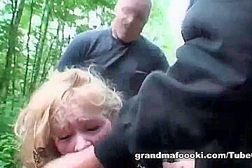 Masked dudes fucking blonde granny