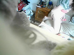 Mature lady caught using two dildos
