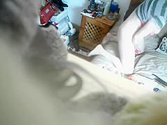 Mature lady caught using two dildos