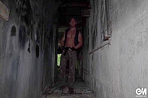 Military Muscle Stud Jerks Off Outside