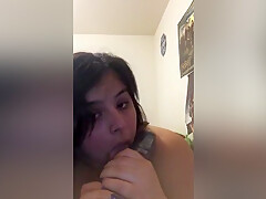 Missbustylatina - Big Black Dildo In My Mouth