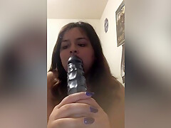 Missbustylatina - Big Black Dildo In My Mouth