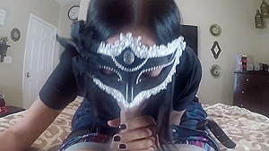Morning masked blowjob from a New girl