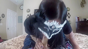 Morning masked blowjob from a New girl