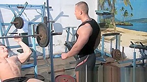 Muscle gay rimjob and cumshot