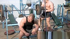 Muscle gay rimjob and cumshot