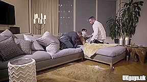 Muscle gay threesome with cumshot