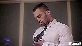 Muscle gay threesome with cumshot