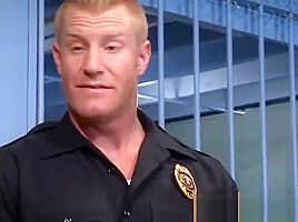 Muscle hunk prison guard anal action during work