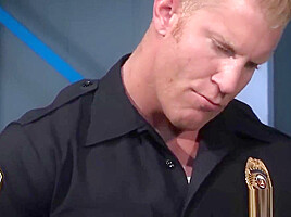 Muscle hunk prison guard anal action during work