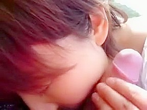 My Asian GF sucks my dick outdoors