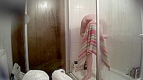 My cousin in the bathroom