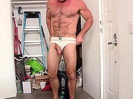 NASTYDADDY Buffed Trace Omalley Sniffs His Jockstrap While Jerking Off