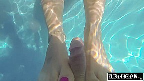 Naked, Footjob And Humped In A Pool