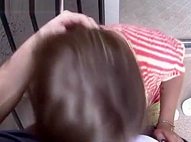 Naughty Blonde Public Blowjob