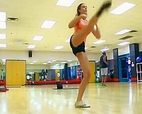 Naughty girl in gym