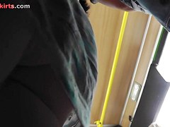 Nice ass of the amateur girl in public upskirt scene