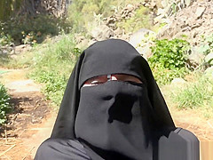 Nice outdoor sex with young muslim wife she is full covered in black burka