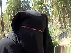 Nice outdoor sex with young muslim wife she is full covered in black burka