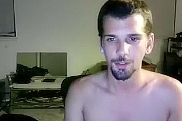 Nice-looking BF is having fun at home and shooting himself on webcam