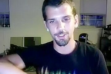 Nice-looking BF is having fun at home and shooting himself on webcam