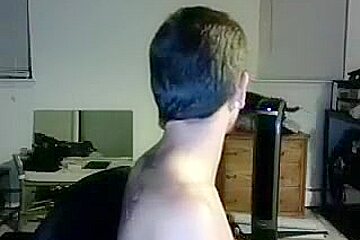 Nice-looking BF is having fun at home and shooting himself on webcam