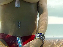 Nikki 4th Of July Pool Masturbation