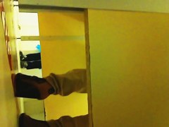 Nothing but legs in heeled shoes on toilet pissing movie