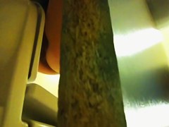 Nothing but legs in heeled shoes on toilet pissing movie