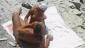 Now girlfriend masturbate him and helped cum on the beach