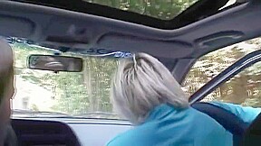 Old bitch gets nailed in the car by a stranger