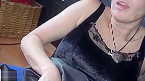 OldNanny Granny with piercing in her pussy is masturbating