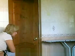 Older woman caught peeing