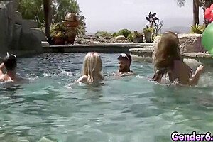 Omg! This Trans Pool Scene Is Ive Seen In Years! With Jade Venus, Brittney Kade And Izzy Wilde