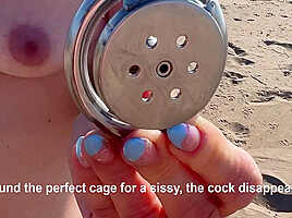 On The Public Beach My Husband Has To Keep The Chastity Cage